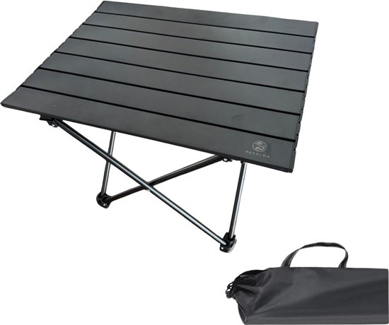 Recalma Campingtafel Inklapbaar - Campingtafel Lichtgewicht Zwart - Picknicktafel Kinderen Aluminium Tafelblad - Camping Tafel incl. Opbergtas - 55x41x40 cm van Recalma