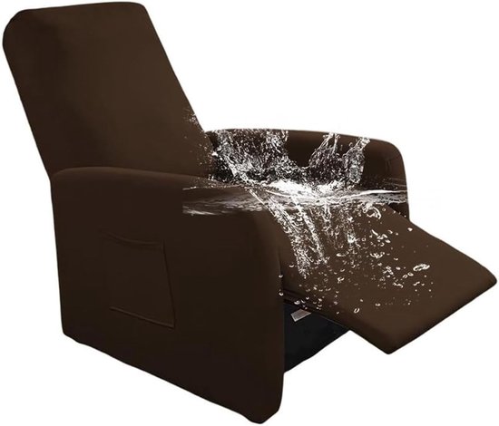 Recliner Stoelhoes Elastisch voor 1-Zits Bruin - 4-delige Hoes met Zijvakjes, Afneembaar en Wasbaar