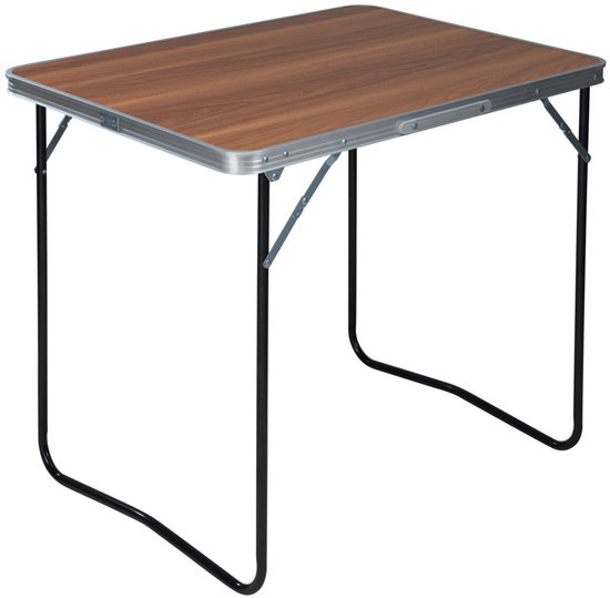 Redcliffs Camping tafel - aluminium - lichtgewicht - hout/zwart - 80 x 60 x 69 cm - hoge eettafel - Weerbestendig van Merkloos