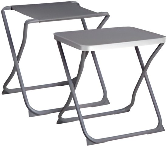 Redcliffs Campingkrukje / tafel - opvouwbaar - metaal - 47 x 37 x 47 cm - incl tafelblad - stoel/kruk van Merkloos