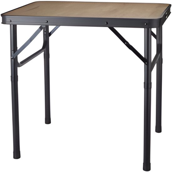 Redcliffs Campingtafel - aluminium - lichtgewicht - hout/zwart - 60 x 45 x 56 cm - verstelbaar/uitschuifbaar/opvouwbaar van Merkloos