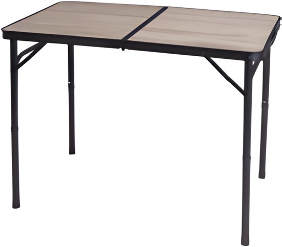 Redcliffs Campingtafel - aluminium - lichtgewicht - hout/zwart - 90 x 60 x 70 cm - verstelbaar/opvouwbaar van Merkloos
