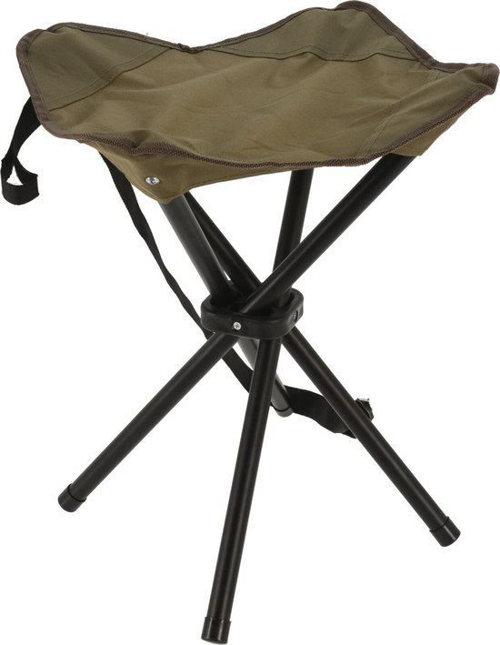 Redcliffs Driepoot opvouwbaar zit krukje - army groen - metaal - 33 x 40 cm - Campingstoel - Visserskrukje van Merkloos