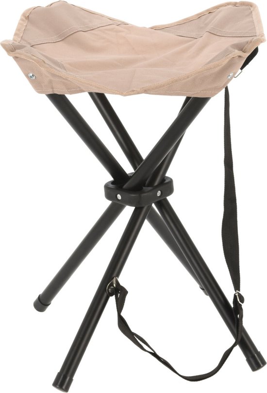 Redcliffs Driepoot opvouwbaar zit krukje - creme wit - metaal - 33 x 40 cm - Campingstoel - Visserskrukje van Redcliffs