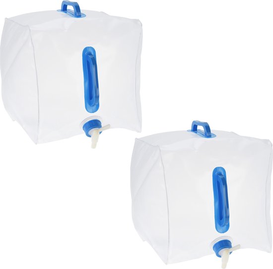 Redcliffs jerrycan/watertank met kraan - 2x - opvouwbaar - 20 liter - outdoor/kamperen van Redcliffs