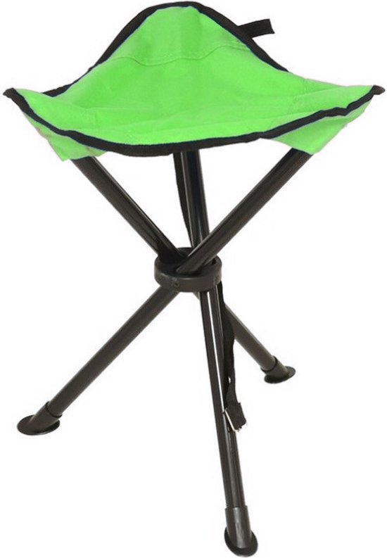 Redcliffs Opvouwbaar krukje - driepoot - camping/outdoor - groen - D34 x H40 cm van Redcliffs