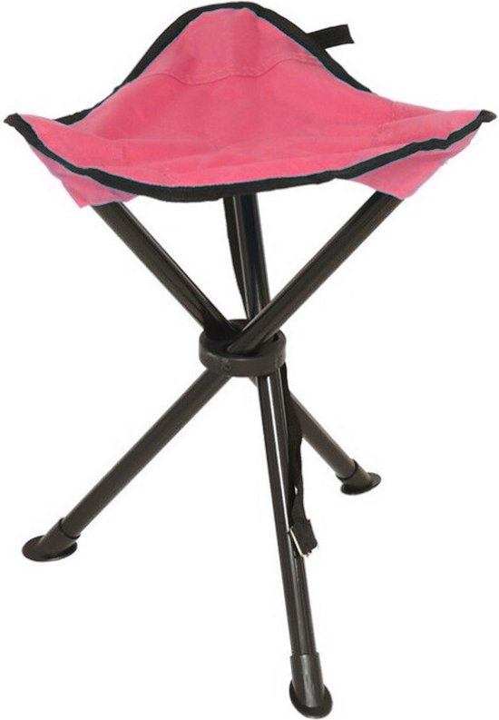 Redcliffs Opvouwbaar krukje - driepoot - camping/outdoor - rood - D34 x H40 cm van Redcliffs