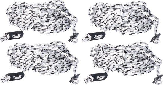 Redcliffs Scheerlijnen / touwen met gatspanners - 4x - zwart/wit - 4 mm x 10 meter - tent scheerlijn van Redcliffs