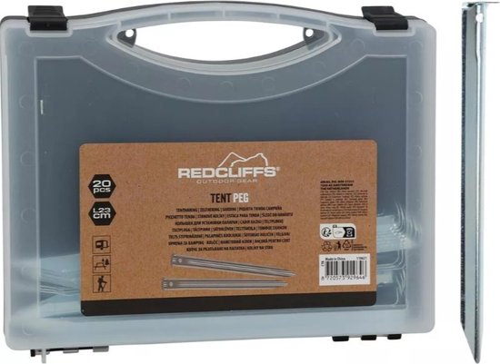 Redcliffs Tentharingen box (20 stuks) Universeel, 23 CM - Vakantie reisbox, Tent accessoire, Camping haringen - Pennen van Redcliffs