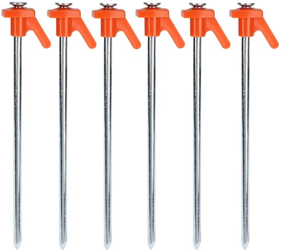 Redcliffs tentharingen - Rotspennen - 12x - zilver/oranje - metaal - 21 cm - voor harde ondergrond - spijkerharingen - camping van Redcliffs