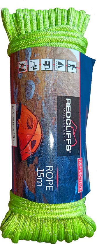 Redcliffs - Touw - Scheerlijn - Reflectief - 15 Meter - ⌀ 4mm - [Groen] van Redcliffs
