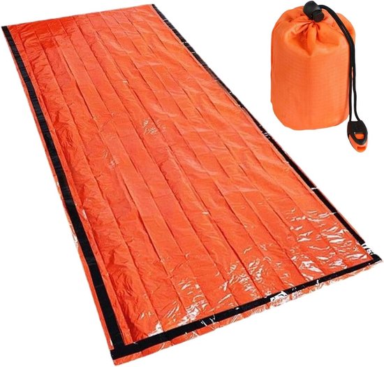 Reddingsdeken Slaapzak - Nooddeken Thermo - Outdoor Bescherming - Wind en Regenafstotend - 90 x 210 cm - Zilver van Merkloos