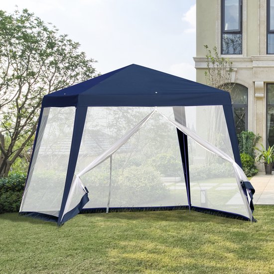 REDOM - Paviljoen - Met Muggengaas - Voor Tuin - Metaal En Polyester - Blauw - 300 X 300 X 245 Cm