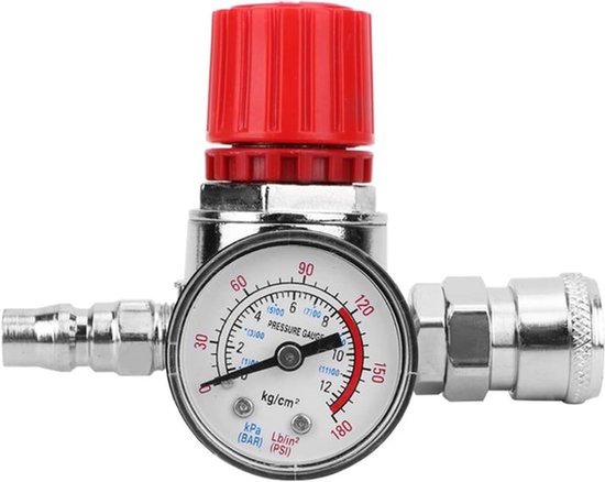 Regelaar Luchtdruk Compressor met Drukmeter en Schakelaar - Precisie Zinklegering