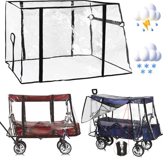 Regenbescherming voor bolderkar - Bolderkar - Regenhoes - 91x74x51 cm - Afdekhoes - Bolderkar accessoires - Universeel - Regenbescherming - Opvouwbaar - Afdekhoes