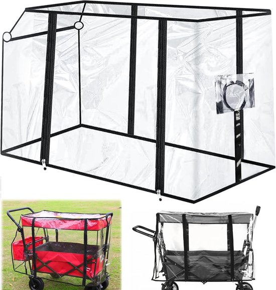 Regenbescherming voor bolderkarren en kinderwagens - Universele regenhoes voor broers en zussen buggy - Regenhoes met klittenbandsluiting en elastiek transparant - HTML content nodig Bolderkar van Merkloos