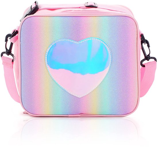 Regenboog lunchtas voor kinderen - Lekvrije Thermische Lunchtas Voor Meisjes - Draagbare Lunchkoeltas Voor Werk, School, Picknick, Kamperen - Roze van Merkloos
