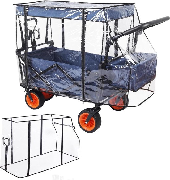 Regenhoes universeel geschikt voor handwagen - transparant - opvouwbaar - strand accessoires Bolderkar van Simson