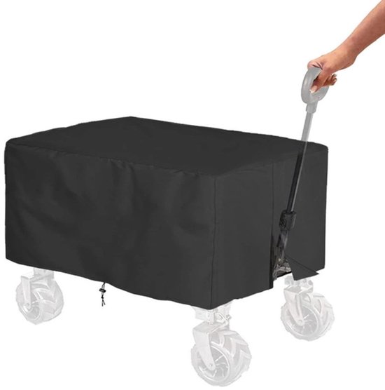 Regenhoes - Waterdichte Opvouwbare tuintrolleyhoes - 97x56x51cm - 210D Oxford Trolleyhoes - Winddicht - UV-bestendig - Stofdicht - Bescherm je Opvouwbare tuintrolleyhoes tegen UV-straling - Zwart van Merkloos