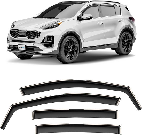 Regenschermen voor deuren (4-delige set) voor Kia Sportage 2016-2022 | In-Channel Winddeflectors Zwart van Merkloos