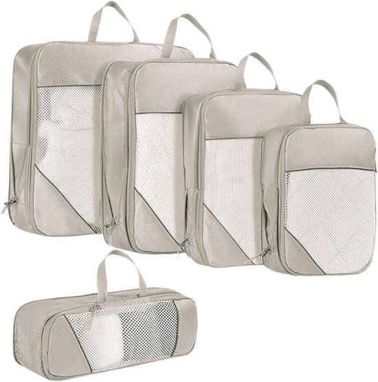 Reis Compressie Zakken - Koffer Organizer - Ruimte Besparen - Vochtwerende Binnenlaag - 34x24 cm - Beige