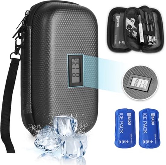 Reis Insulinekoeler met Thermometer - TSA-goedgekeurde Diabetische Koeler voor Medicijnen - Zwart van BERLIN INSPIRE