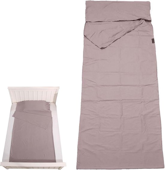 Reis Laken - Slaapzak Liner - Hygiënisch Slapen - Ademend Zacht Materiaal - 75 x 210 cm - Kaki