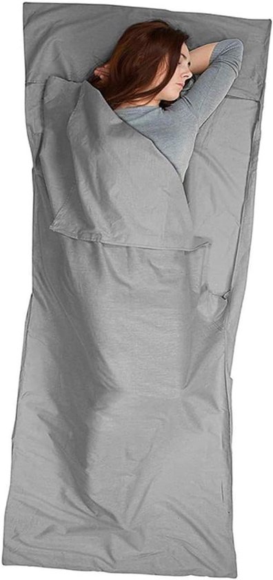 Reis Laken Slaapzak - Slaapzak Liner - Hygiënisch Reizen - Lichtgewicht Compact - 75 x 210 cm - Grijs