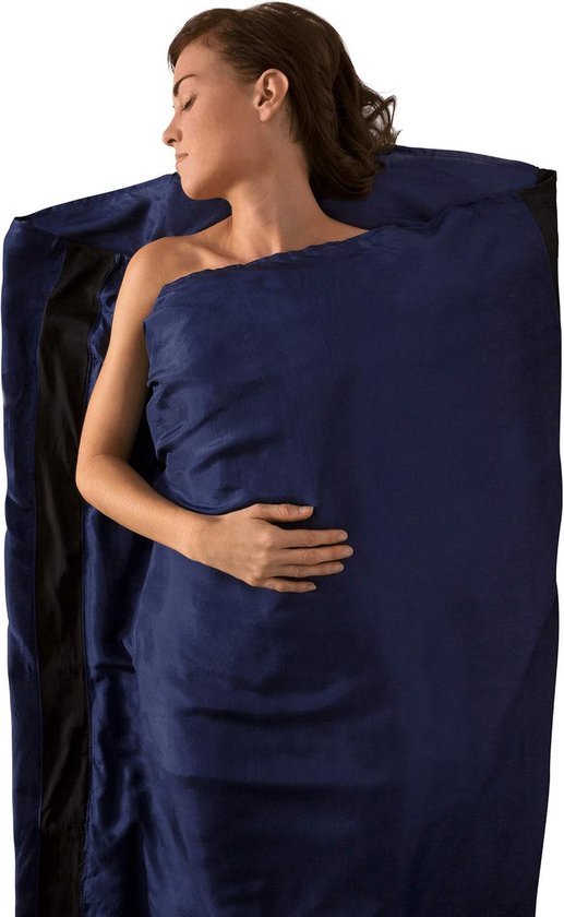 Reis Laken - Slaapzak Voering - Kamperen Backpacken - Anti-slip Strips - Standaard Maat - Donkerblauw