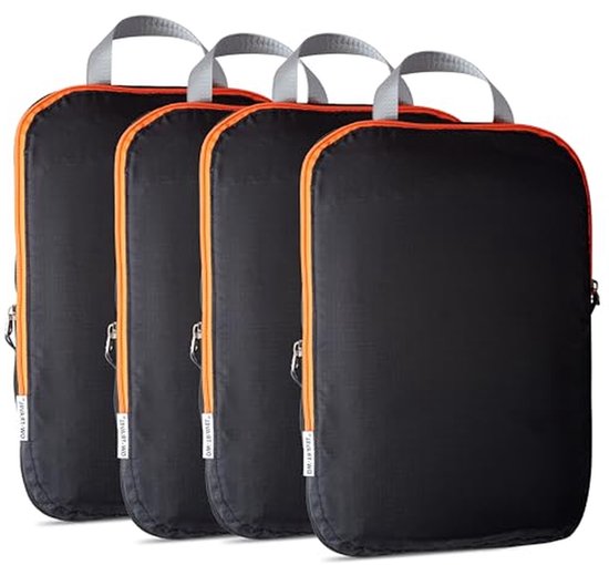 Reis Organisatie Sets - Koffer Organizer - Bagage Comprimeren - Ruimtebesparend Ontwerp - 4 Delig - Zwart