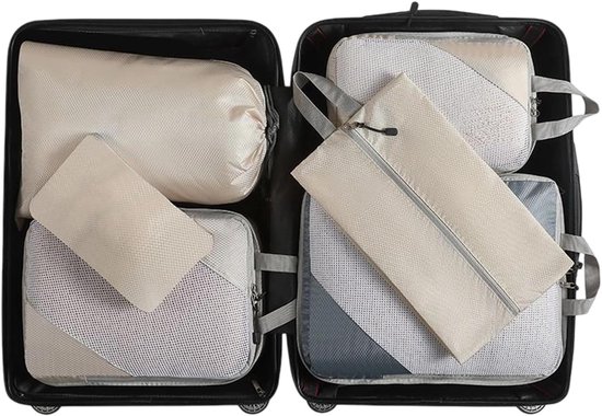 Reis Organizer Set - Bagage Systeem - Efficiënt Inpakken - Compressie Opslag - 6 Delig - Multicolor