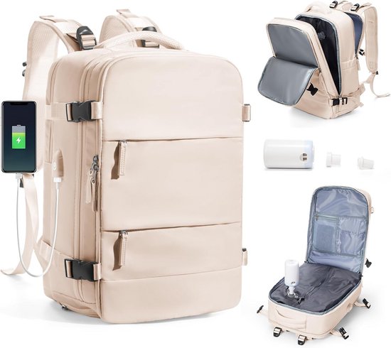 Reis Rugzak - Handbagage Tas - Ruimte Besparen - Vacuüm Compressie Systeem - 40x30x20 cm - Zwart