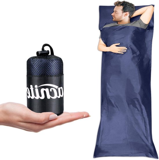 Reis Slaapzak - Liner Bed - Hygiënisch Verblijf - Ultra Lichtgewicht - 220x90 cm - Donkerblauw