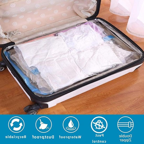 Reis Vacuumzakken Klein Verpakking van 10 Stuks - 35 x 50 cm Compressiezakken voor Kleding, Dekens en Ruimtebesparing zonder Stofzuiger