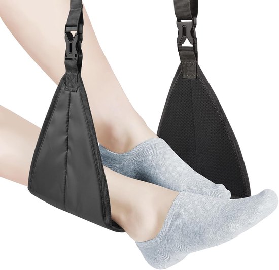 Reis Voetsteun - Vliegtuig Hangmat - Comfortabel Reizen - Verstelbare Hoogte - Compact Ontwerp - Zwart van Merkloos