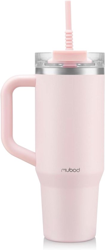 Reisbeker RVS - Thermosbeker Mok - Dranken Meenemen - Dubbelwandig Geïsoleerd - 12 Liter - Aardbei Roze