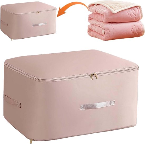 Reiscompressiezak 54 x 42 x 60 cm - Opbergzak voor Kleding, Bedlinnen en Speelgoed met Stevige Handgreep en Vouwbaar Ontwerp (Roze)