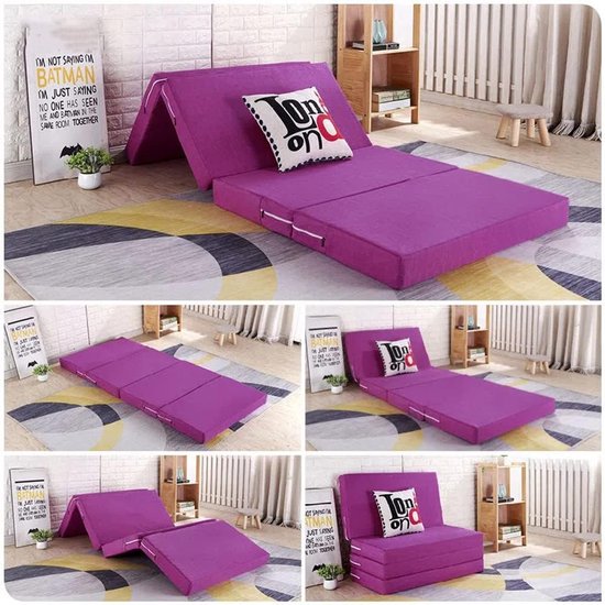 Reisematras - Opvouwbaar Bed - Comfortabel Slapen - Waterdichte Hoes - Voor Eenpersoonsbed - Grijs