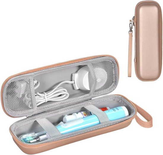 Reisetui Geschikt voor Oral-B/Oral-B Pro 1000 1500 5000 7000 7500 6000 9600/Philips Sonicare 4100 5100 1100 6100 5300 elektrische tandenborstels, draagbare harde beschermhoes (goud). van Merkloos