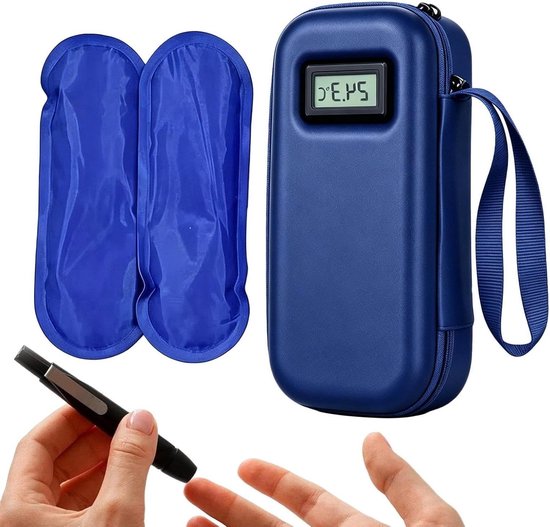 Reisetui - Koeltas Thermos - Spullen Koel Houden - Temperatuurweergave - 22 x 10 x 6 cm - Blauw