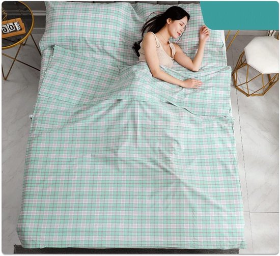 Reislaken Katoen - Slaapzak Liner - Comfortabel Slapen - Zacht Ademend Materiaal - 80x210cm - Groen