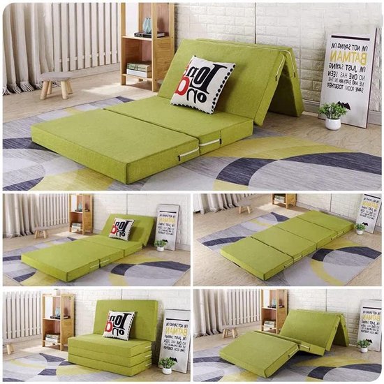 Reismatras Schuim - Logeerbed Opvouwbaar - Comfortabel Slapen - Waterdichte Hoes - Eenpersoons - Groen