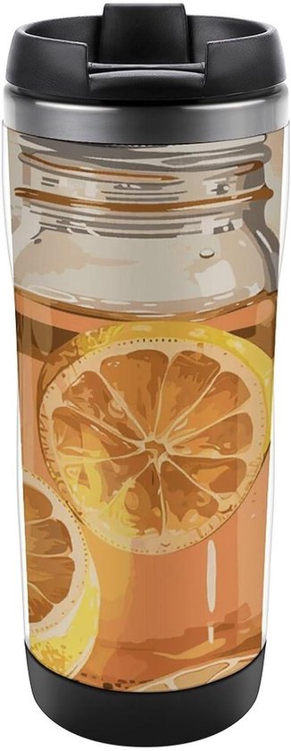 Reismok met deksel - Glazen pot beker - Onderweg drinken - Lekvrij ontwerp - 350 ml - Wit