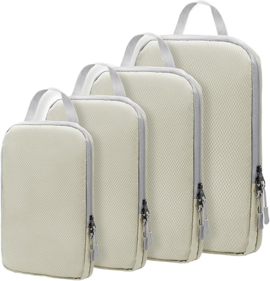 Reisorganizer Set - Packing Cubes - Kleding Opbergen - Compressie Ontwerp - 4 stuks - Abrikoos