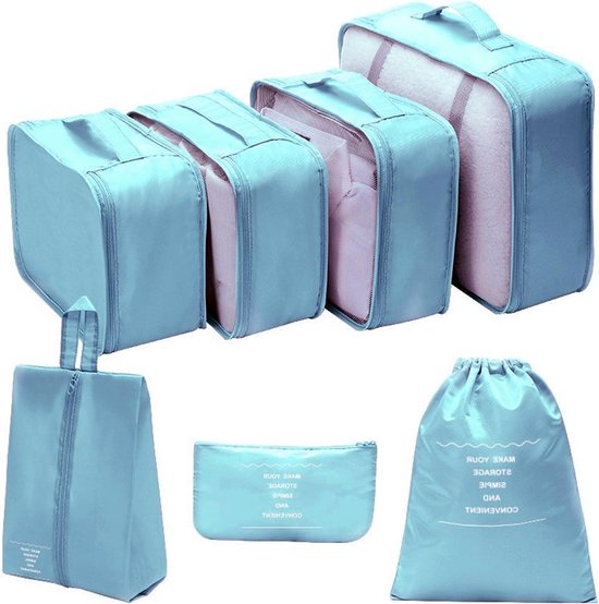 Reisorganizerset met Compressiezakken voor Koffers en Rugzakken, Inclusief Schoen- en Cosmetica Bags, Ideaal voor Camping en Vakanties