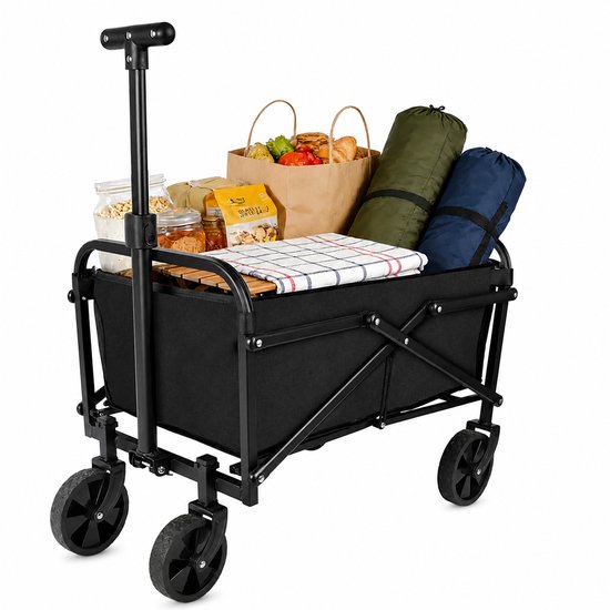 Reky Bolderkar - Transportkar - bolderkar opvouwbaar - bolderwagen - All-terrain wagen - Zwart - 50L - 75 KG - 76 x 56,8 x 38 cm