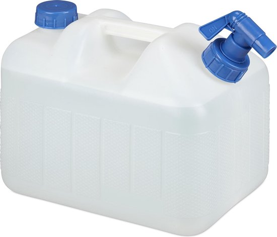 Relaxdays 10 l water jerrycan - kraantje - voor drinkwater - BPA-vrij - camping - auto - wit van Relaxdays