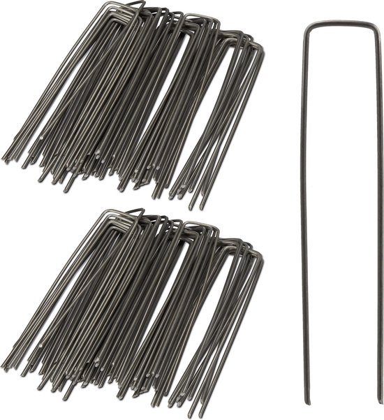 Relaxdays 100x gronddoekpen - grondanker - haring - gronddoekhaak - grondhaken - 2mm van Relaxdays