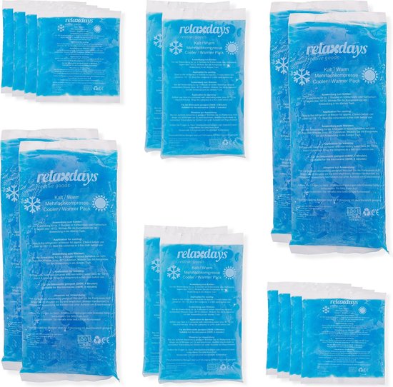 Relaxdays 16x hot cold pack - koud warm kompres - gel pack - cold pack - hot pack van Relaxdays