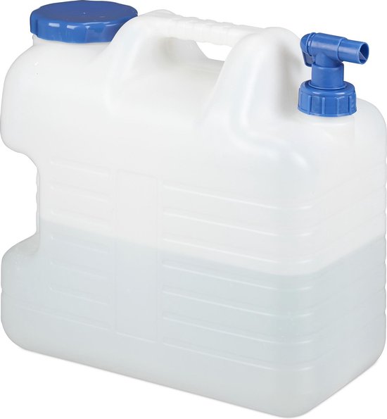 Relaxdays 20 l water jerrycan - kraantje - voor drinkwater - BPA-vrij - camping - auto - wit van Relaxdays